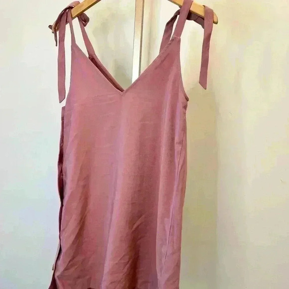Topshop Women's Pink Side Button Mini Slip Dress Size 2 Sleeveless - Picture 11 of 13